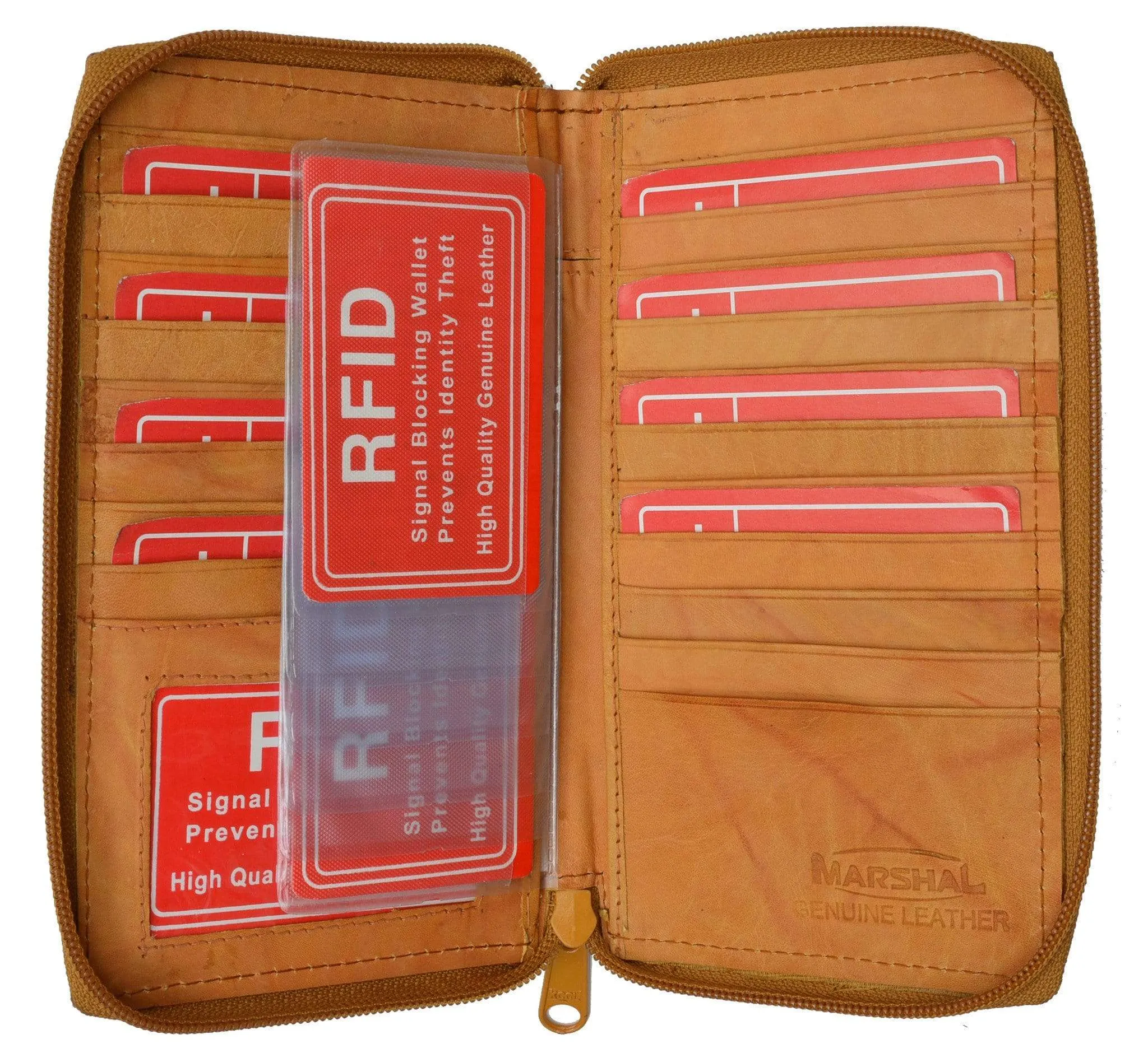 Genuine Leather Zip Around Credit Card Organizer Wallet With Id Window Rfid 729 (C) Shop Grab Savings Dont Miss Big Savings