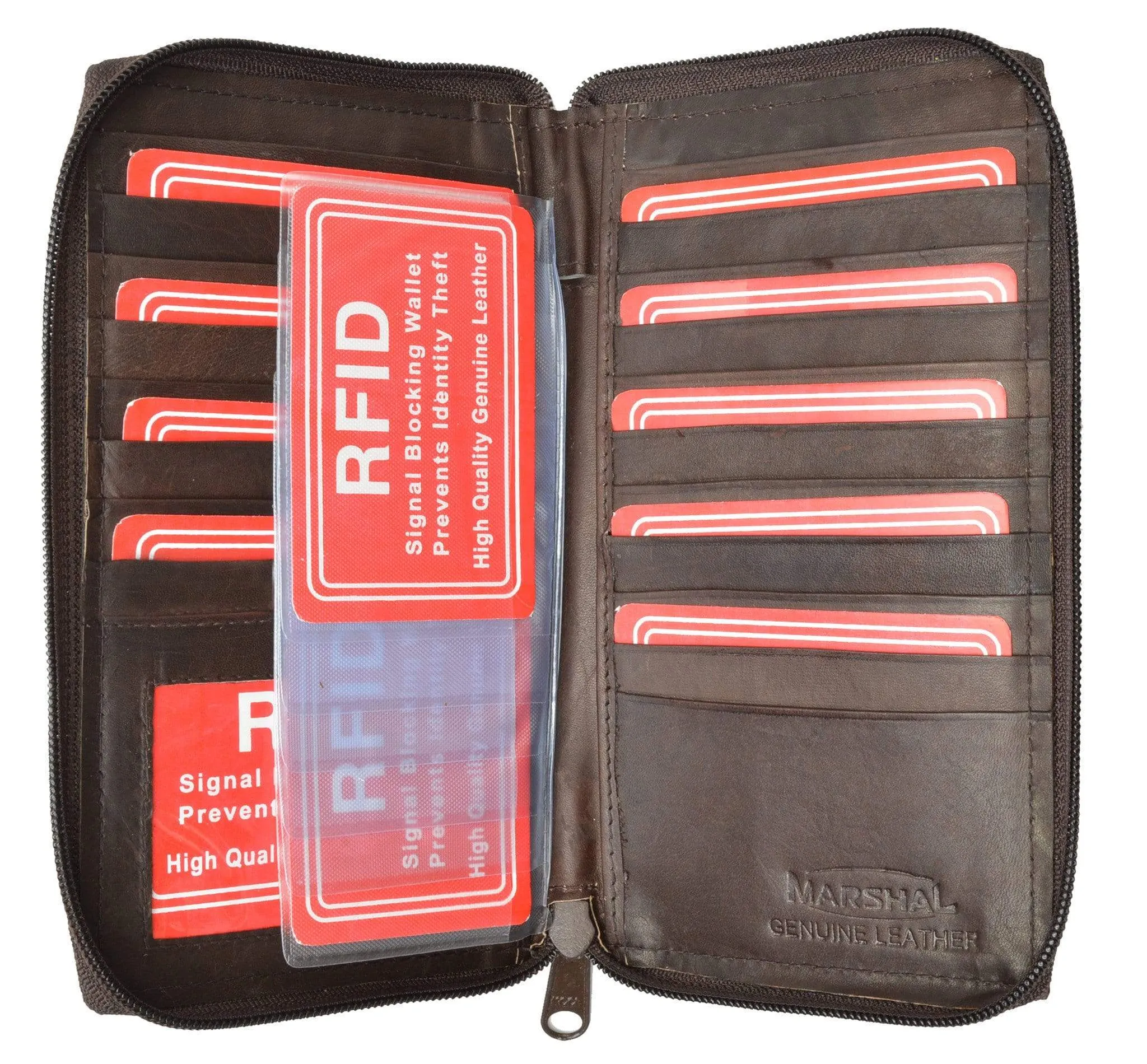 Genuine Leather Zip Around Credit Card Organizer Wallet With Id Window Rfid 729 (C) Steal the Deal Now Grab Your Hot Pick