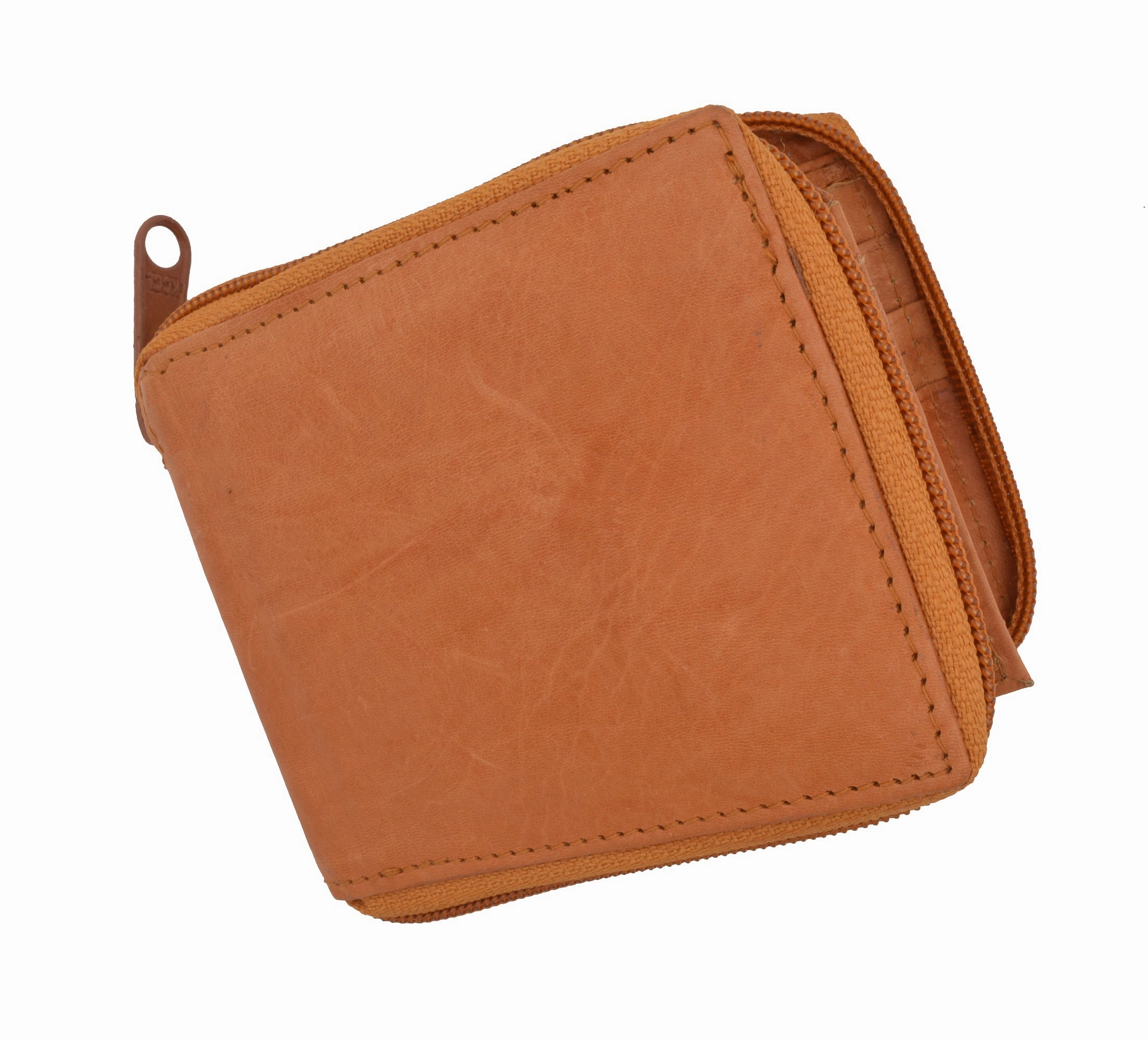 Price Drop Today Genuine Cowhide Leather Mens Zipper Zip-Around Bifold Popular Card Holder Wallet