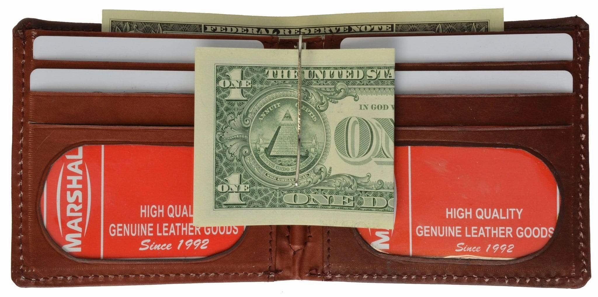 Flash Sale Alert Genuine Leather Bifold Center Money Clip Wallet With Twin Id Window 1362 Cf (C)