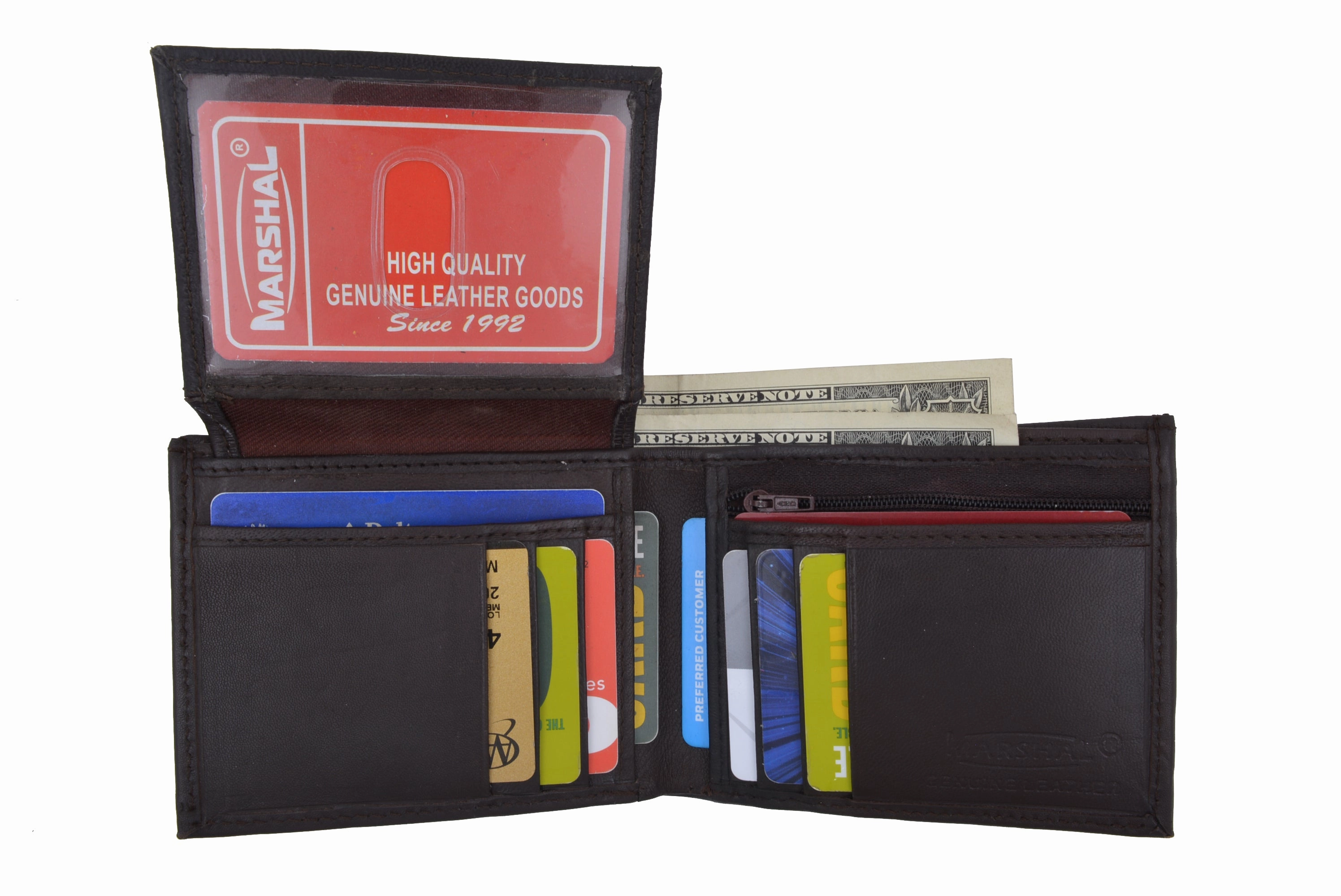 Special Deals Online Genuine Leather Bifold Credit Card Id Mens Wallet 1613