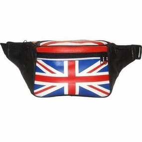 Genuine Leather Britain Uk Flag Waist Pouch, Fanny Pack, Unisex Design 966 (C) Daily Clearance Deal Flash Sale Now