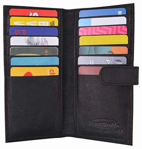 Best Deal Today Todays Trending Deals Genuine Leather Credit Card Holder Long Wallet With Snap Close Womens Mens