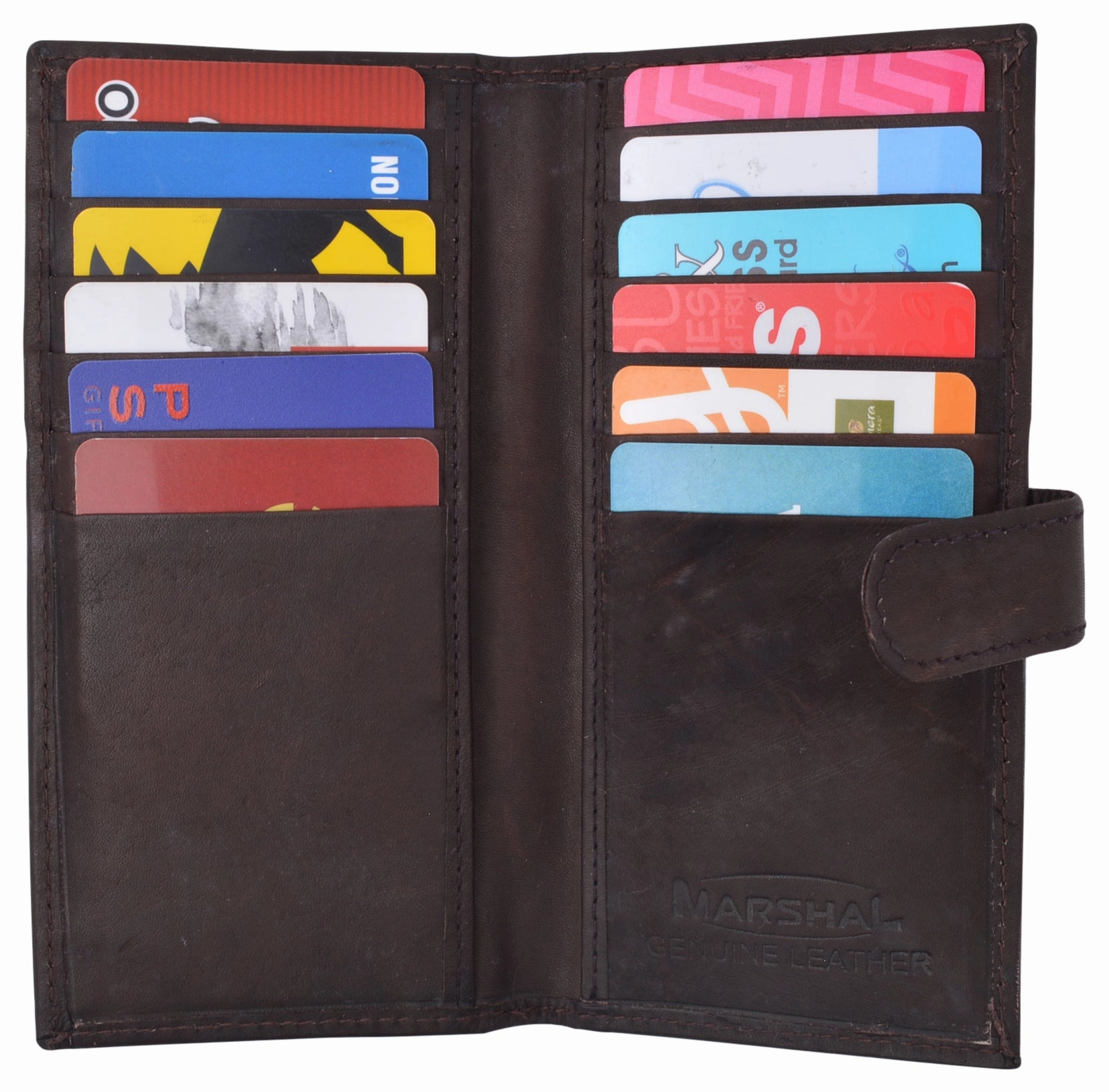 Genuine Leather Credit Card Holder Long Wallet With Snap Close Womens Mens Limited Stock Deals Grab the Deal Now