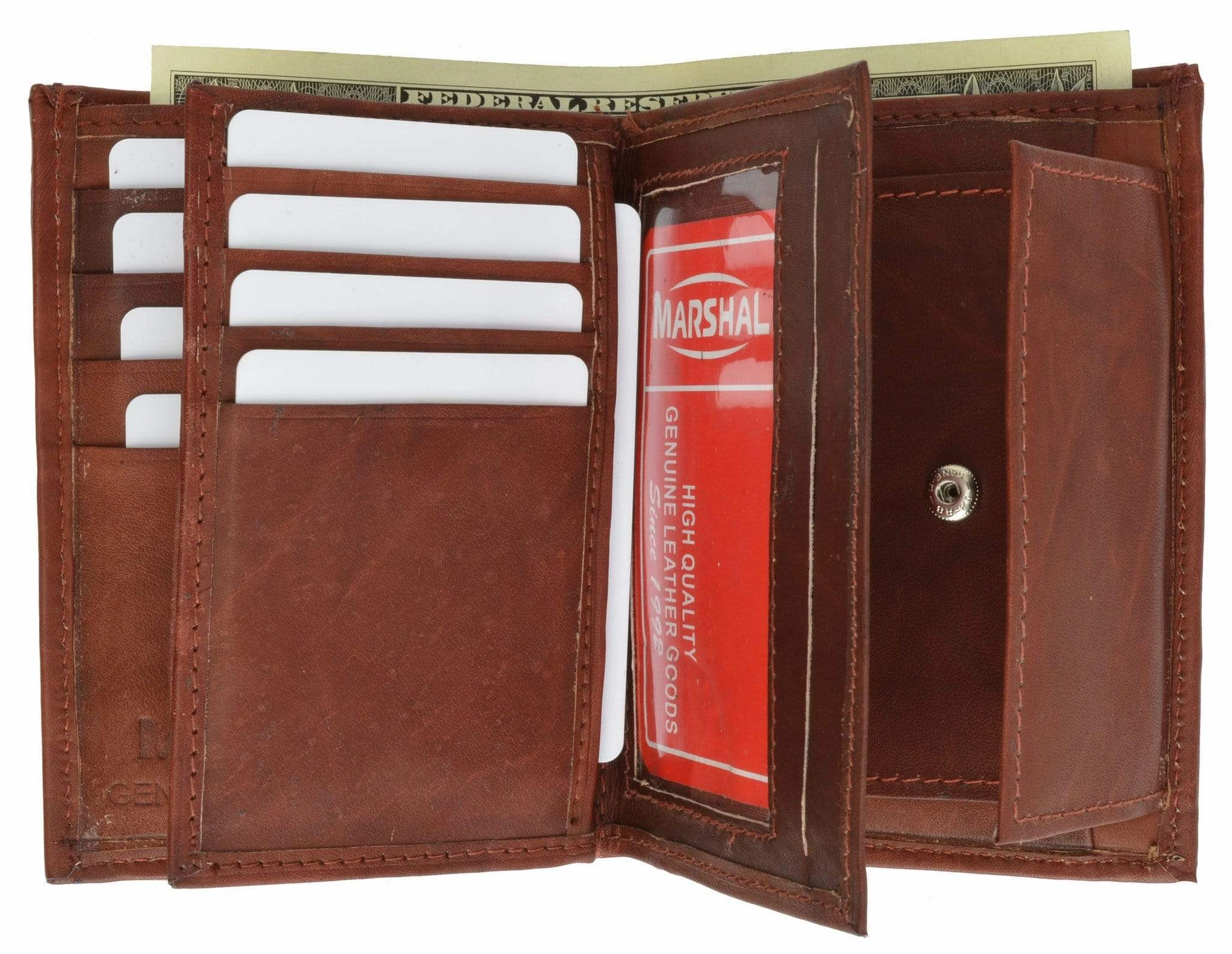 Genuine Leather European Hispter Bifold Wallet With 2 Center Flaps And Coin Purse For Men 618 Cf Big Savings Alert