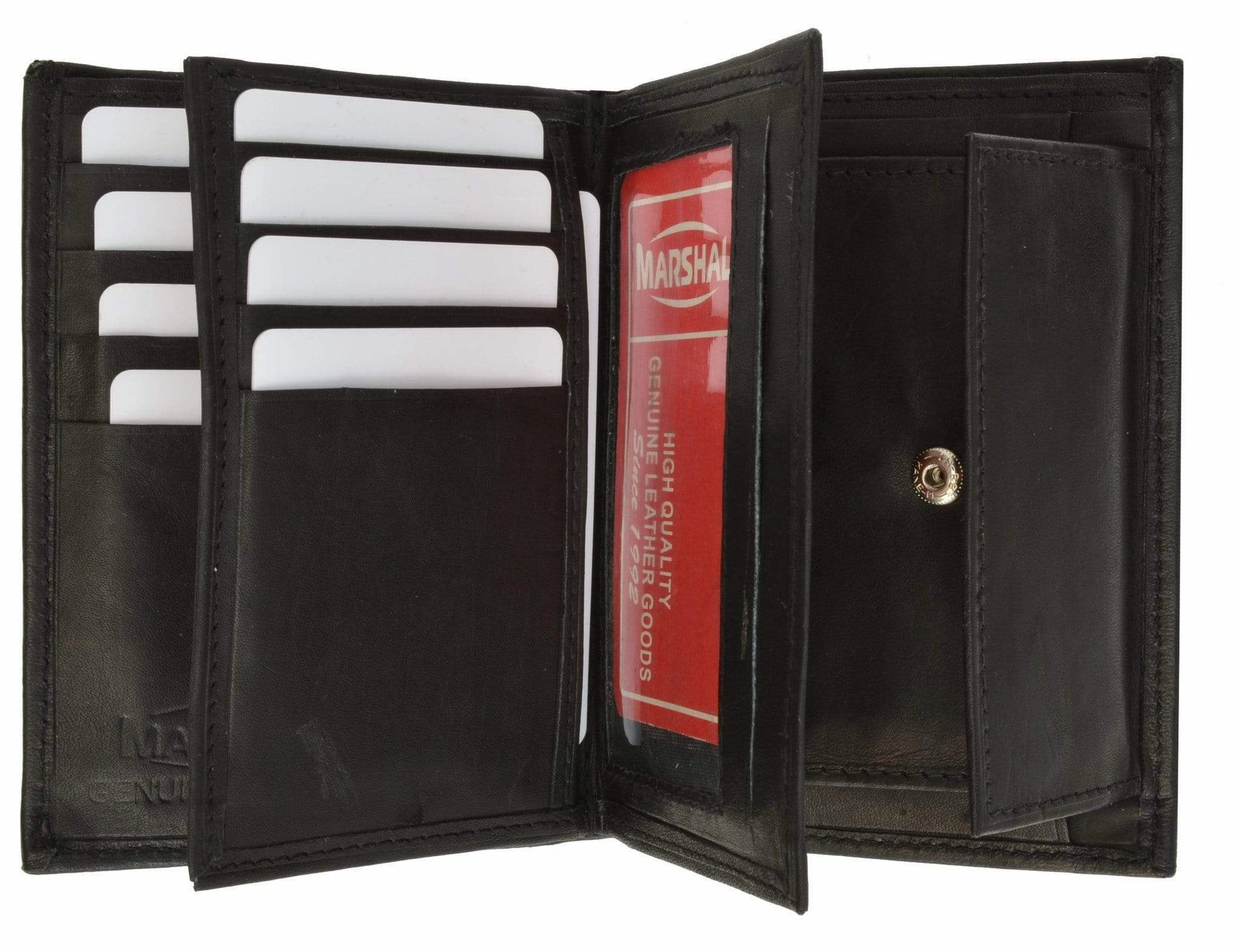 Genuine Leather European Hispter Bifold Wallet With 2 Center Flaps And Coin Purse For Men 618 Cf Limited Time Steal MustShop Sale