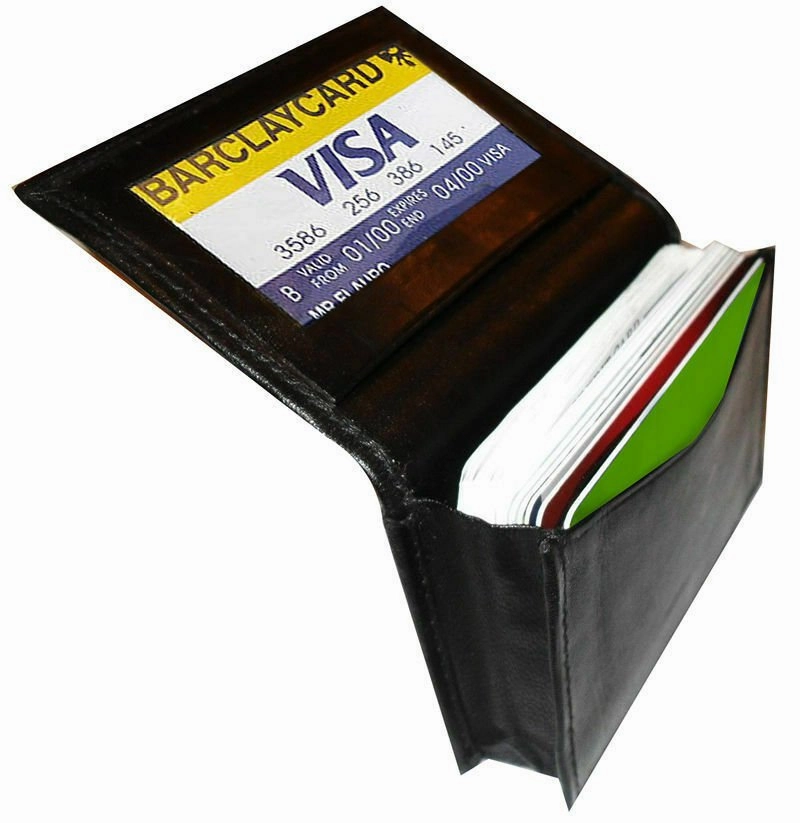 Genuine Leather Expandable Credit Card Id Business Card Holder Wallet New Black Todays Special Picks Save Big Today