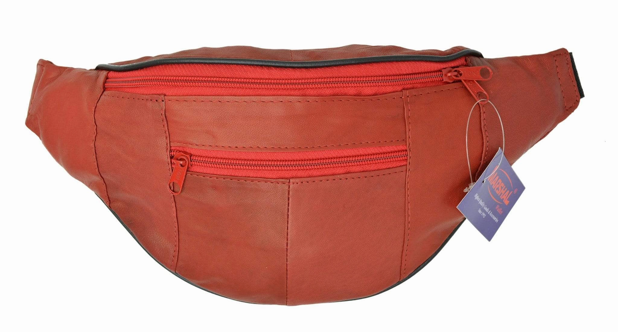Genuine Leather Fanny Pack Pouch Waist Bag Slim Design Many Colors 006C (C) Special Price Today