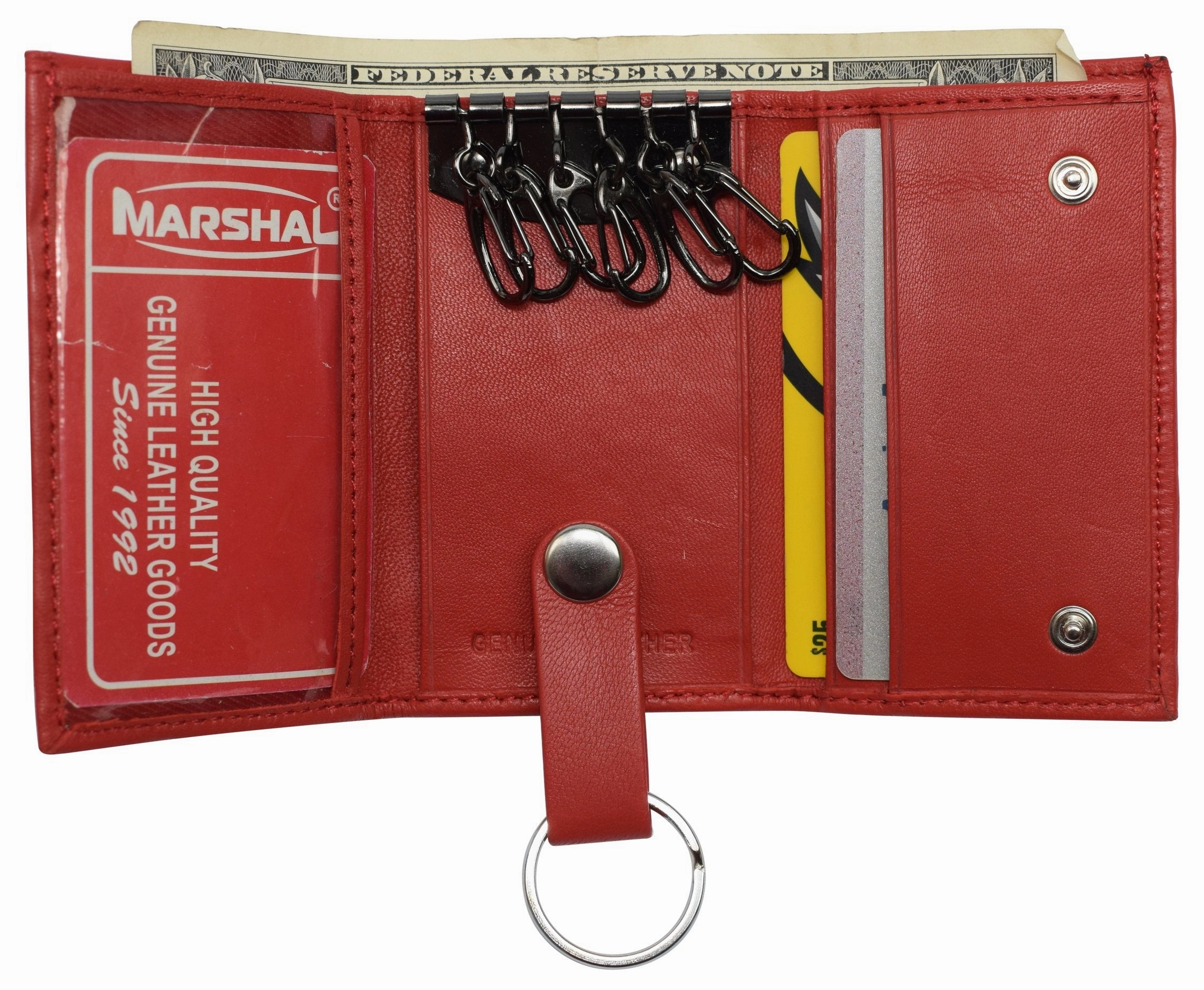 Hot Deal Alert Genuine Leather Keychain Key Holder Ring With 6 Hooks Snap Closure