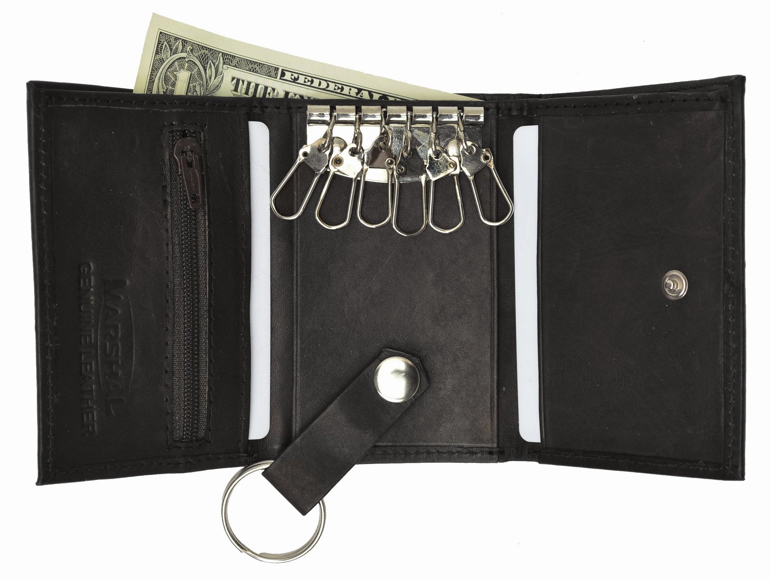 Genuine Leather Keychain Key Holder Ring With 6 Hooks Snap Closure Hot Offer Ending Soon Big Hot Sale