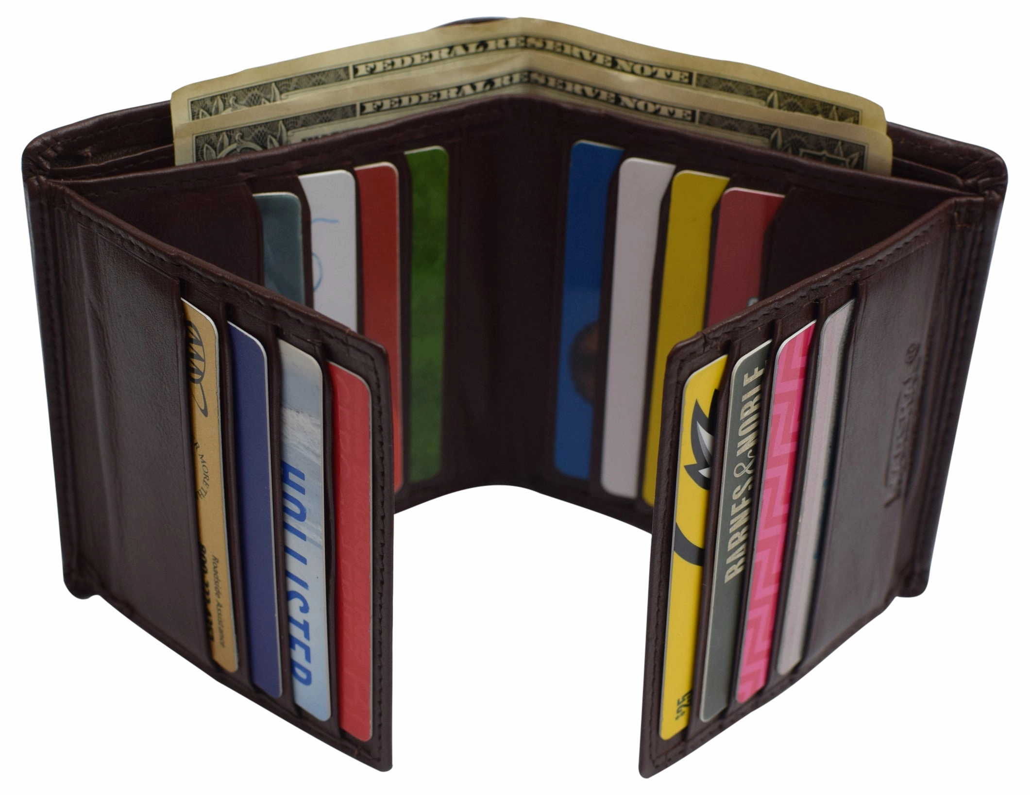 Exclusive Online Offer Genuine Leather Men'S Dual Credit Card Id Flap Bifold Wallet Passcase Rfid Blocking