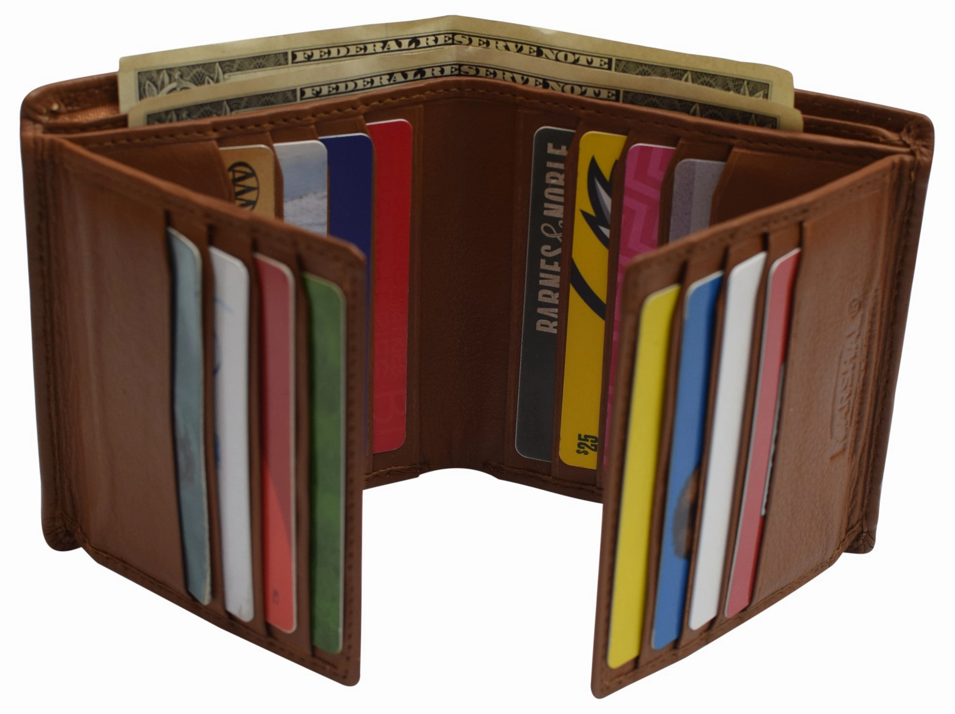 Genuine Leather Men'S Dual Credit Card Id Flap Bifold Wallet Passcase Rfid Blocking Hot Pick Online Hot Picks Today