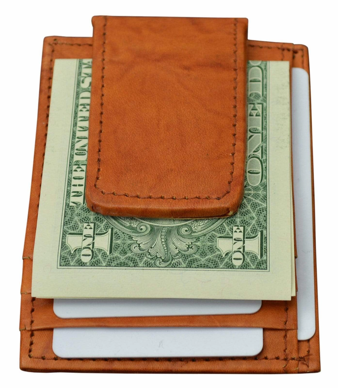 Grab It Fast Genuine Leather Money Clip Front Pocket Wallet With Magnet Clip And Card Id Case 910E Cf (C)