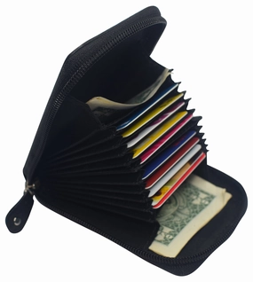 Genuine Leather Rfid Accordion Credit Card Holder With Zipper For Women Ladies Wallets Hot Picks Today Dont Miss Out