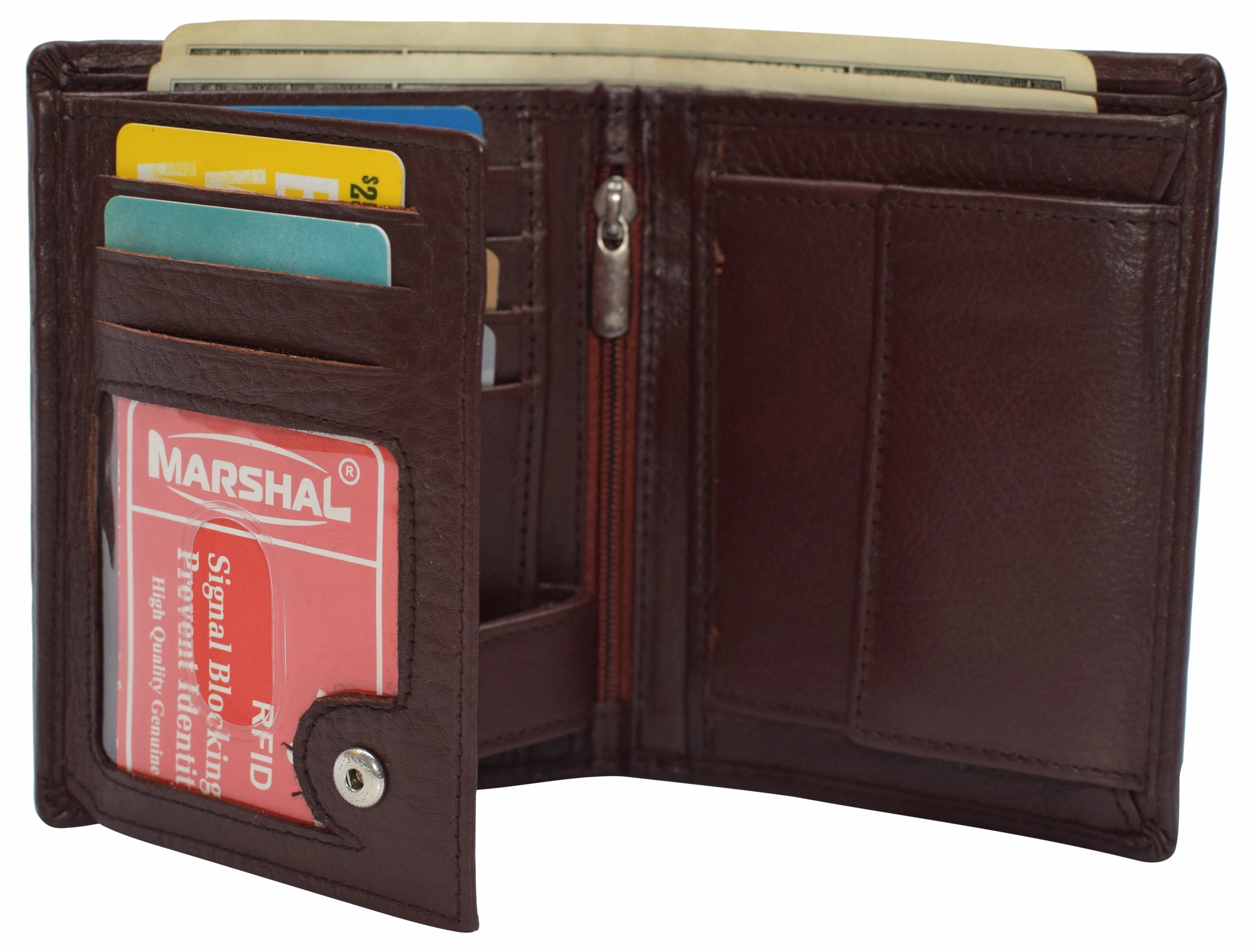 Genuine Leather Rfid Signal Blocking Wallets For Men - Large Capacity - Hipster Bifold Multi Credit Card Holder Big Clearance Event Weekend Flash Offer