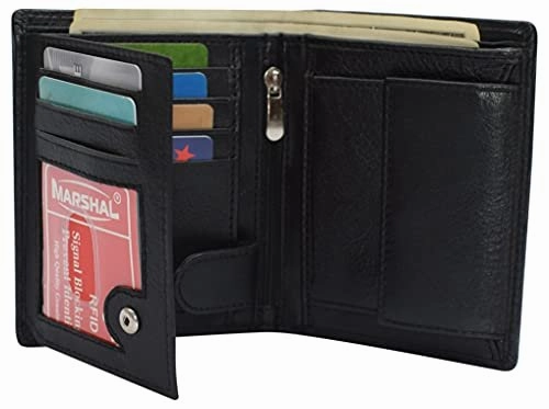 Genuine Leather Rfid Signal Blocking Wallets For Men - Large Capacity - Hipster Bifold Multi Credit Card Holder MustHave Gift Ideas