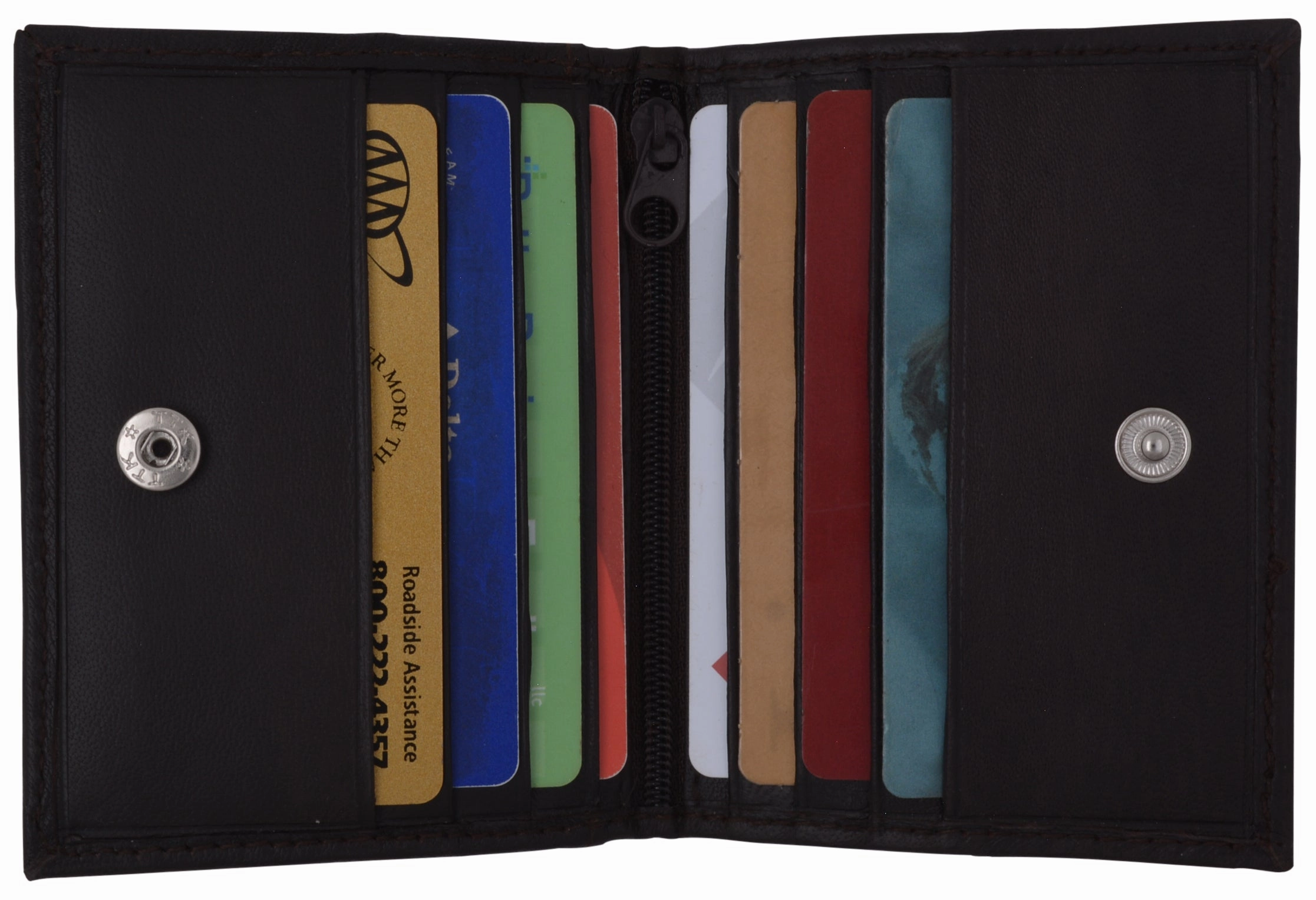 Best Deal Online Clearance Savings Now Genuine Leather Small Business Credit Card Id Holder Wallet With Snap Closure 75