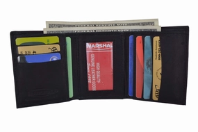 Genuine Leather Trifold Id Credit Card Holder Wallet Mens 3555 Cf Big Price Drop Grab It Now