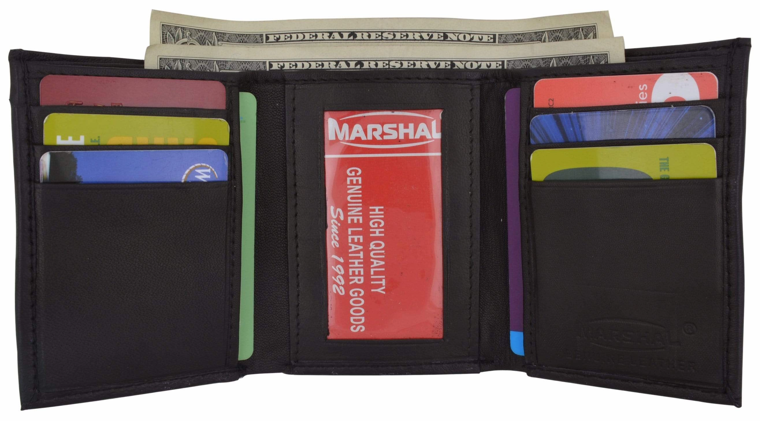 Instant Deal Today Genuine Leather Trifold Lambskin Wallet With Center Id Window 55