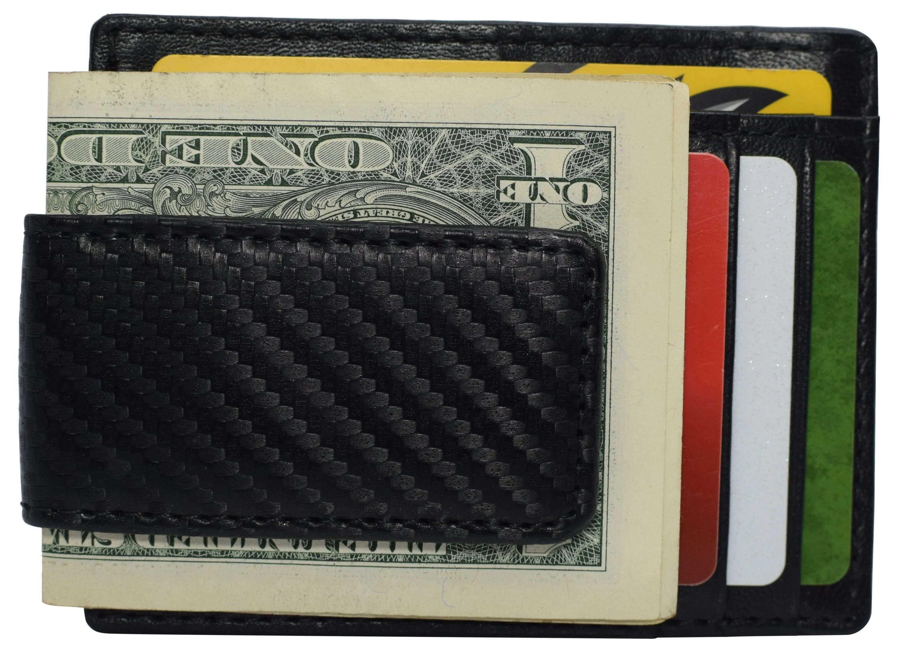 Today Only Discount Money Clip Carbon Fiber Rfid Blocking Front Pocket Leather Id Credit Card Holder Wallet For Men