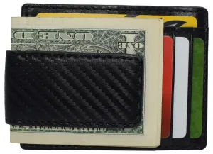 Today Only Discount Money Clip Carbon Fiber Rfid Blocking Front Pocket Leather Id Credit Card Holder Wallet For Men