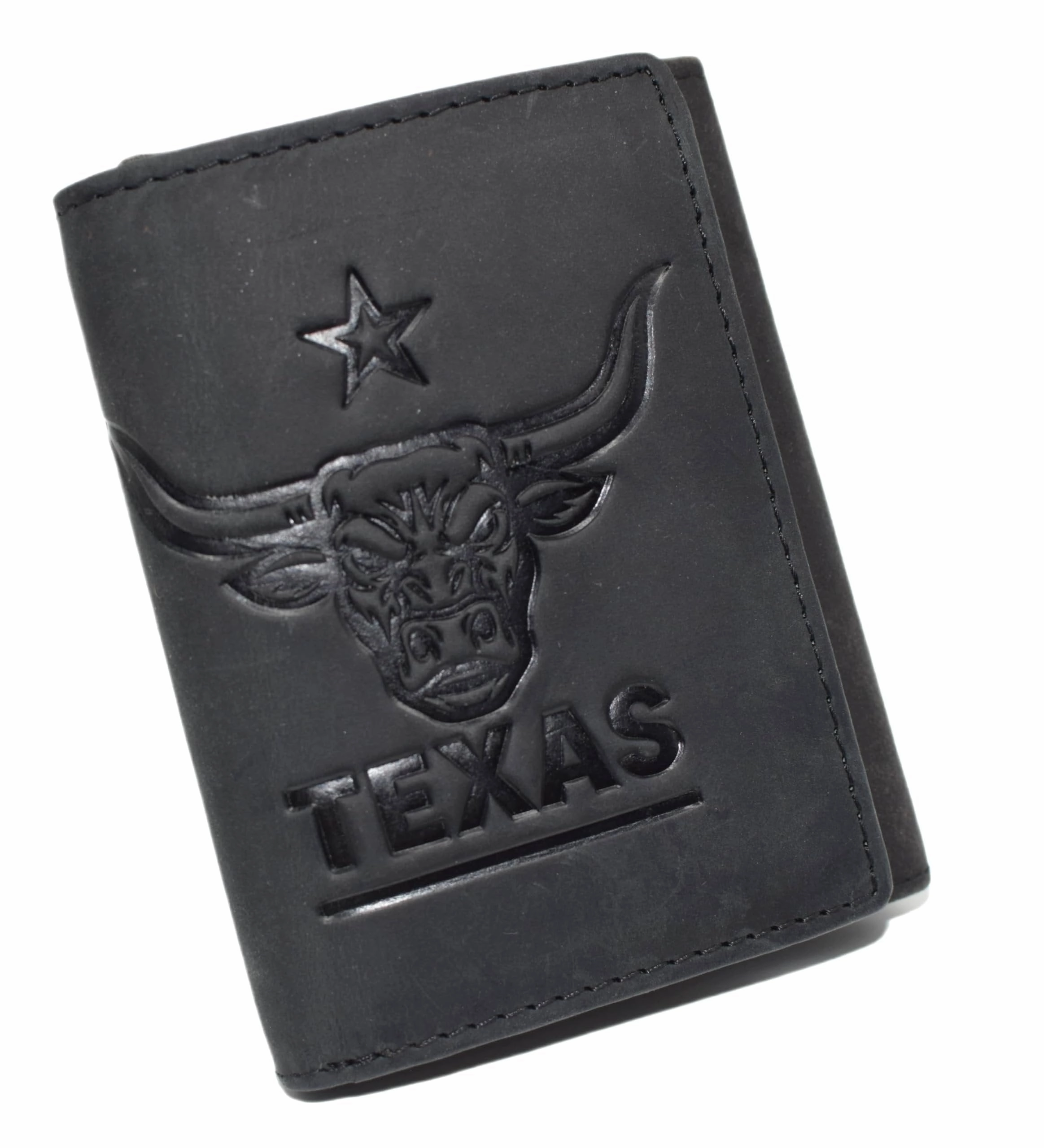 Online Exclusive Deal Best Deal Today Marshal MenS Western Trifold Leather Chain Wallet  Rfid Blocking Biker Wallet With Texas Longhorn Embossed Design & Snap Closure