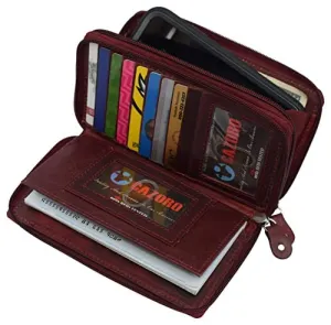 Grab It Now Rfid Blocking Cellphone Wallet For Women Dual Zipper Long Purse With Removable Checkbook Holder