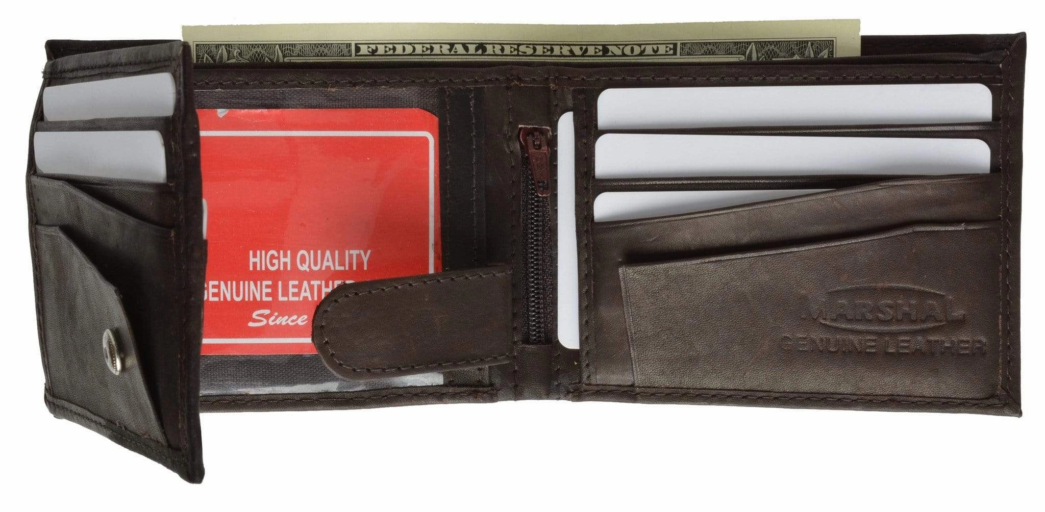 Special Deals Online Genuine Leather Mens Bifold Wallet Button Snap Flap Out 1533 Cf