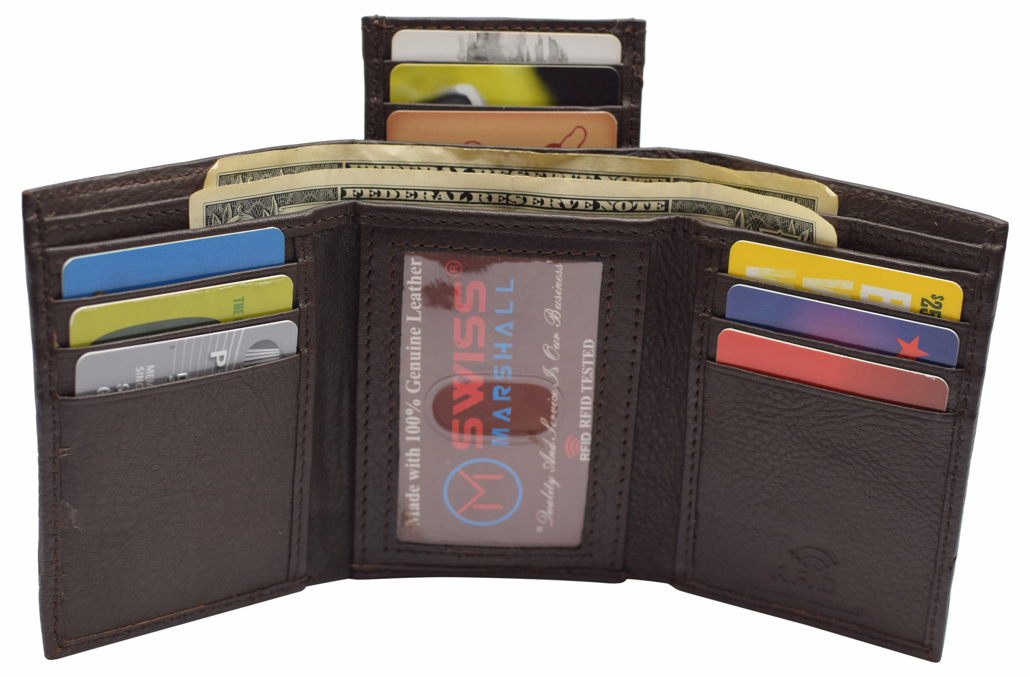 Price Drop Frenzy Men'S Wallet Rfid Genuine Leather Trifold With Id Window And Removable Card Slots