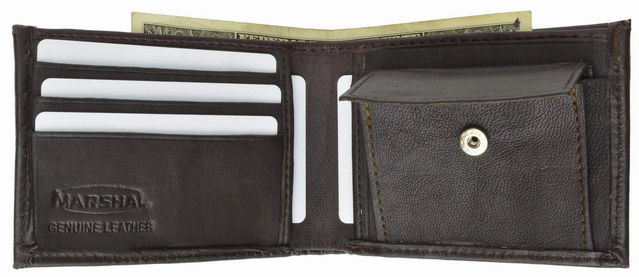 Todays Best Deal Mens Leather Change Pocket Bifold Wallet 1150