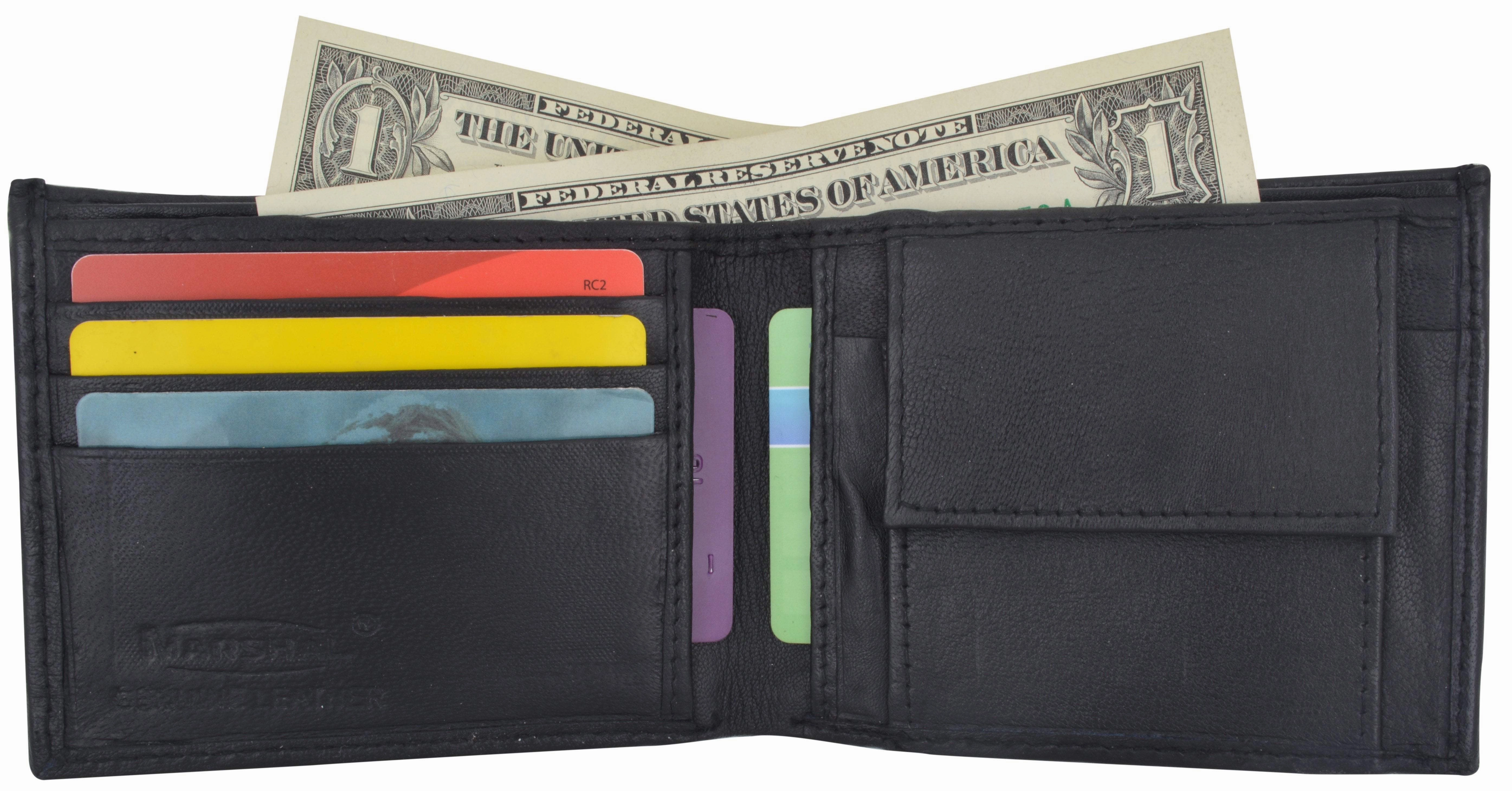 Shop the Savings Now Mens Leather Change Pocket Bifold Wallet 1150