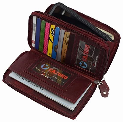 Grab It Now Rfid Blocking Cellphone Wallet For Women Dual Zipper Long Purse With Removable Checkbook Holder