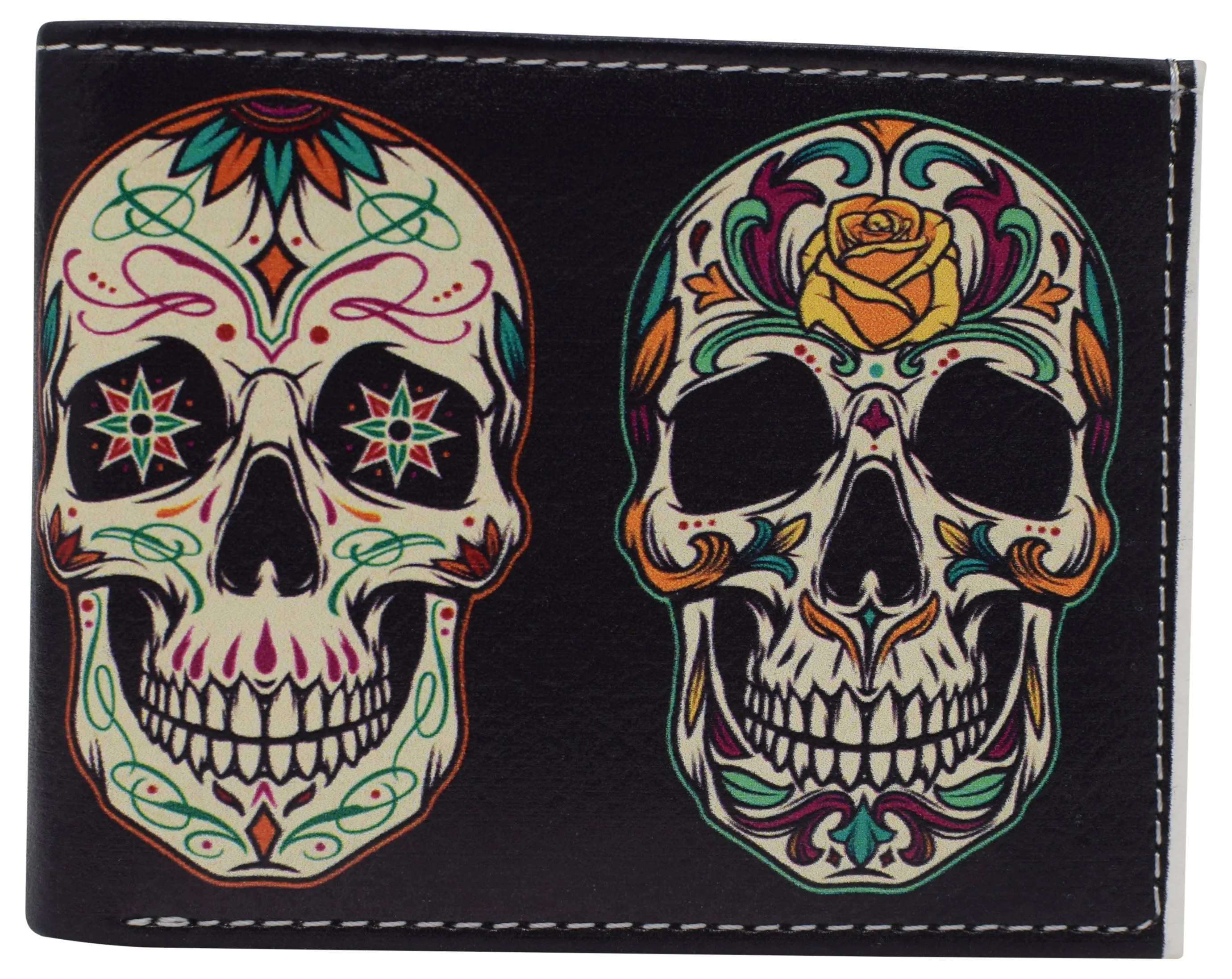 Rfid Blocking Genuine Leather Printed Theme Bifold Wallets With Gift Box For Men Big Price Drop