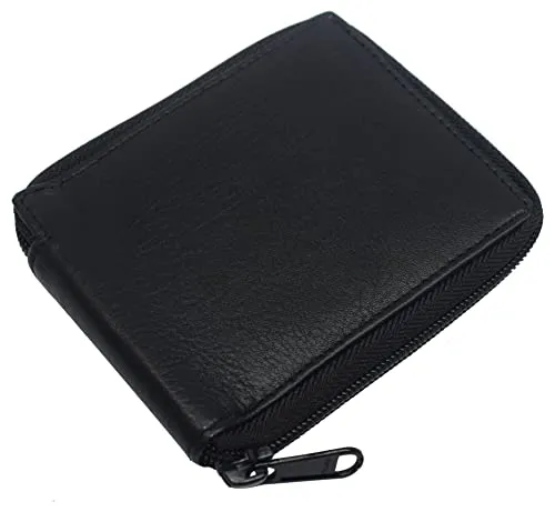 Rfid Men'S Leather Zipper Wallet Zip Around Wallet Bifold Multi Card Holder Purse Dont Miss Todays Deal