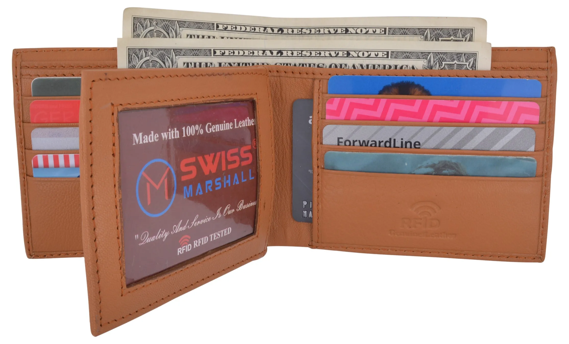Special Surprise Sale Clearance Blowout Bifold Men'S Rfid Security Blocking Leather Extra Capacity Credit Card Id Wallet