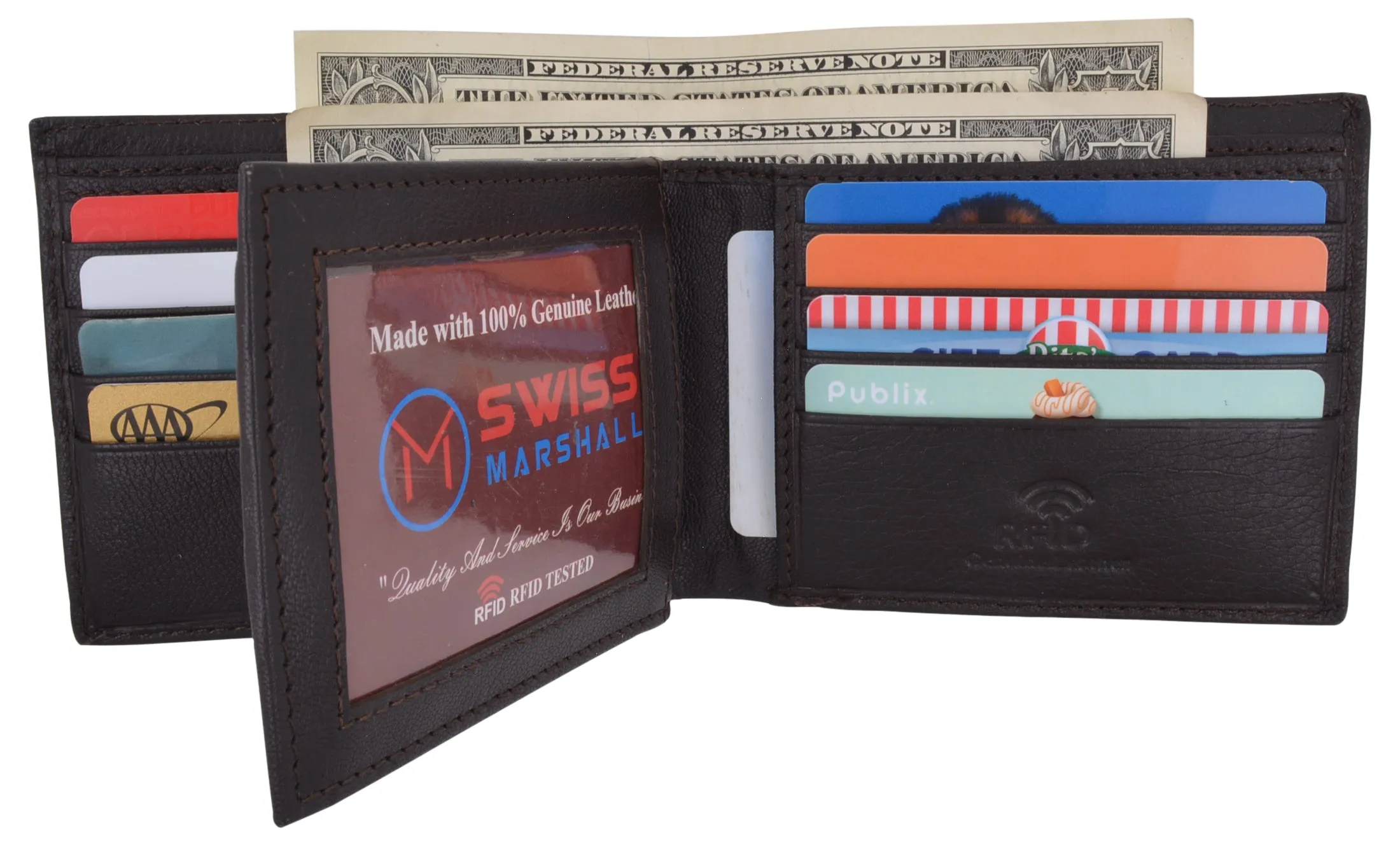 Online Exclusive Deal Bifold Men'S Rfid Security Blocking Leather Extra Capacity Credit Card Id Wallet