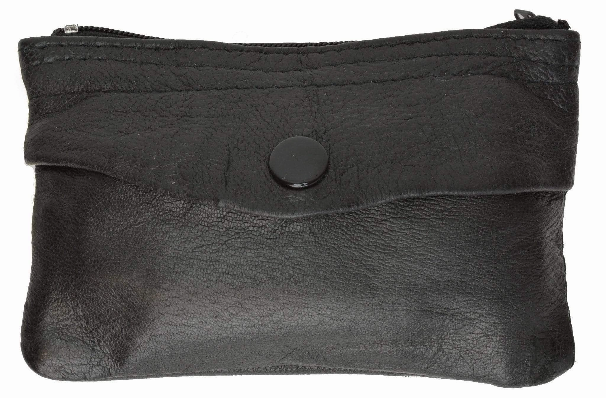 Exclusive Hot Pick Shop Hot Picks Genuine Leather Zippered Change Purse Black 92800 (C)