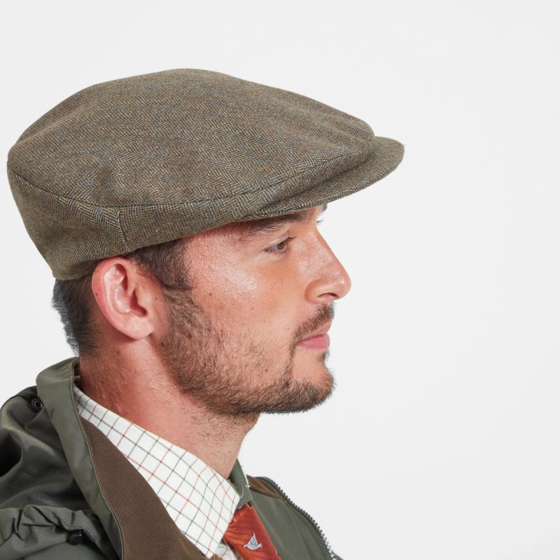 Instant Discount Schoffel Ptarmigan Countryman Tweed Flat Cap - Loden Green Herringbone Tweed