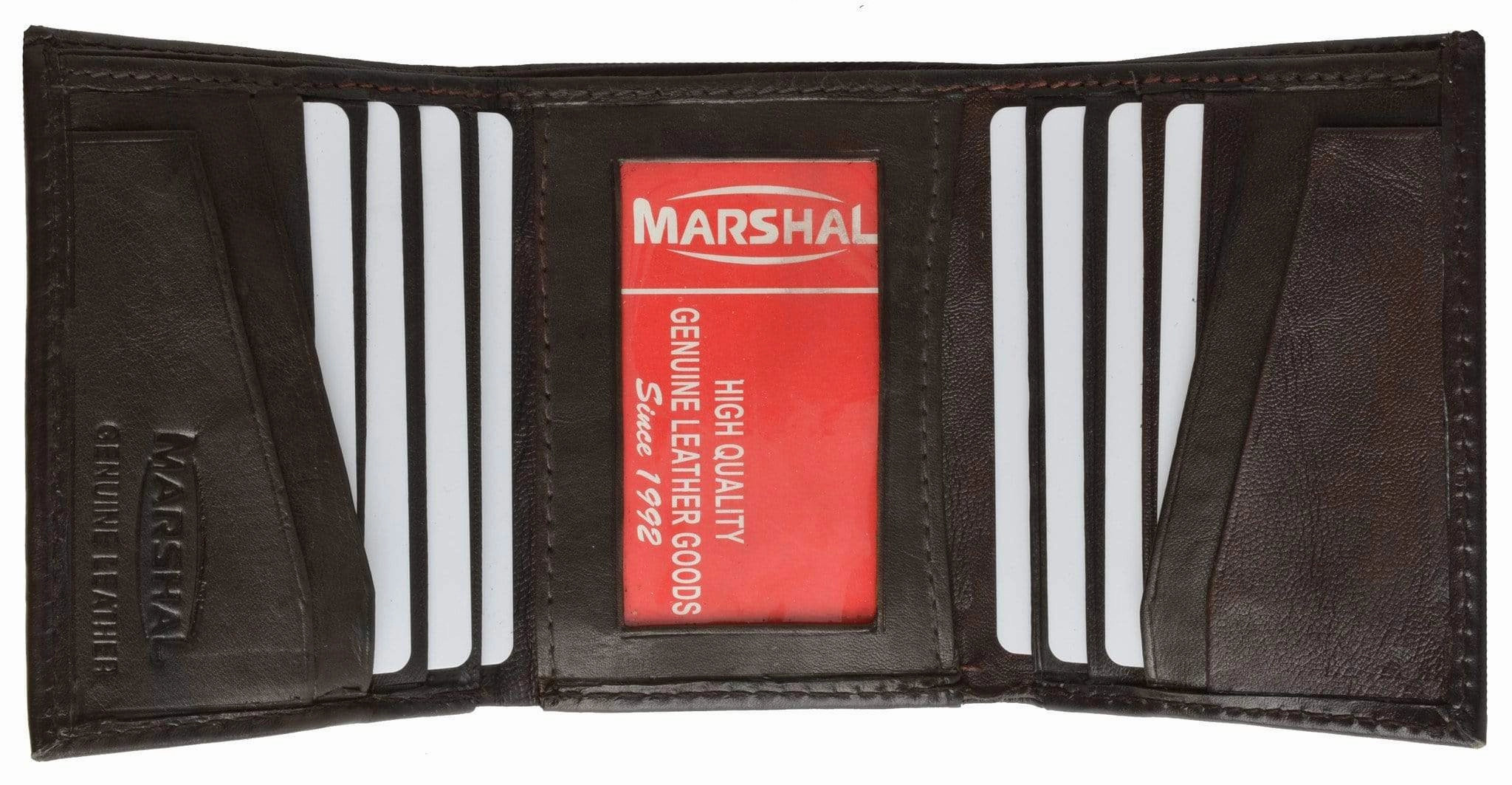 Flash Deal Today Limited Time Sale Mens Genuine Leather Trifold Id Window Vertical Card Slots Wallet 1855 Cf