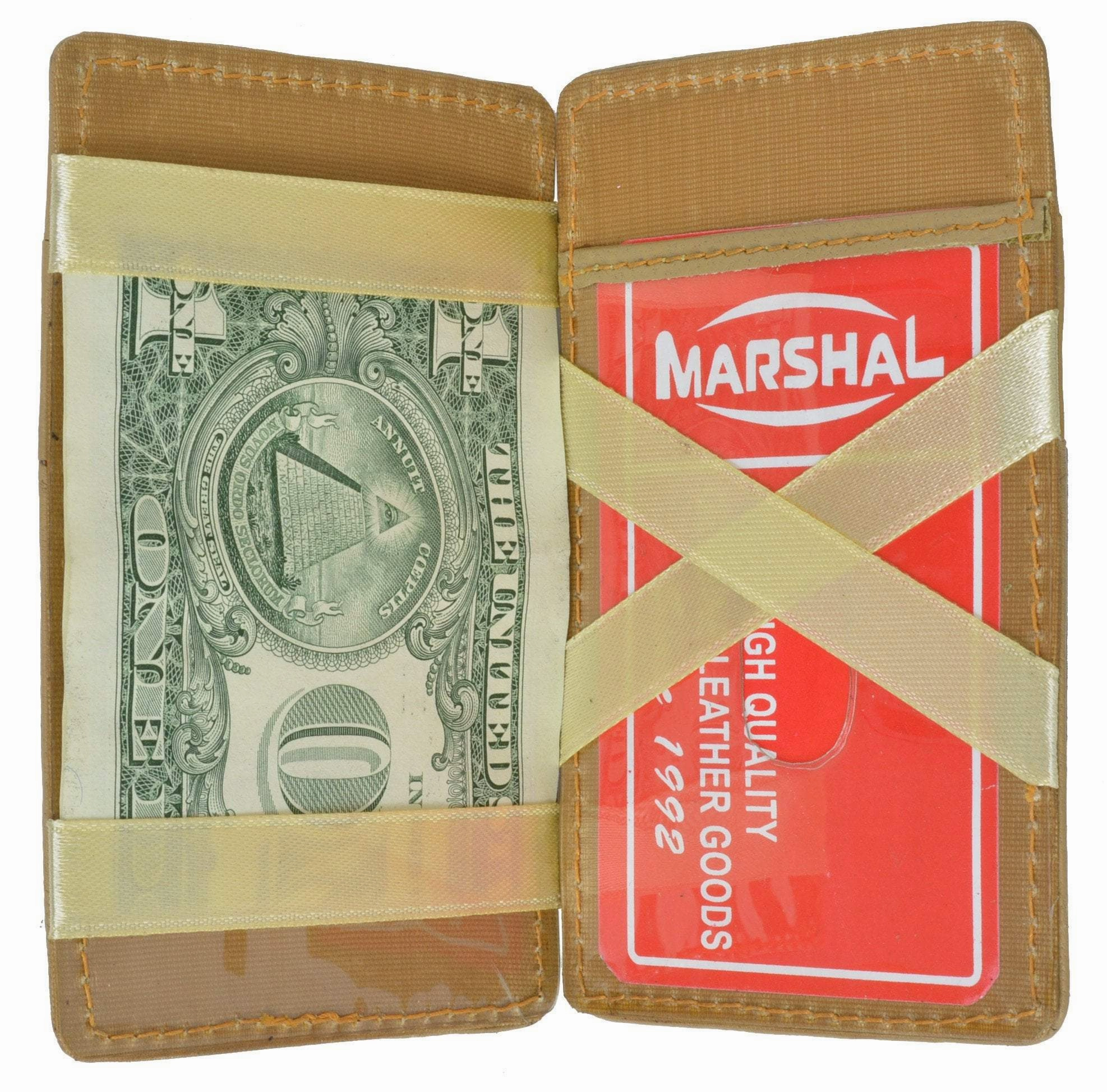 Grab the Deal Now Small Genuine Leather Mens Magic Card Holder Wallet 1420 (C)