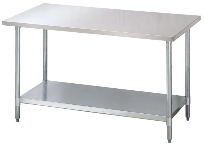 Green World - TSW-3030SB  - Work Table, 30?? W x 30?? L, 18/304 stainless steel top w/1-1/2?? rear turn up, with adjustable galvanized undershelf & legs with adjustable ABS bullet feet