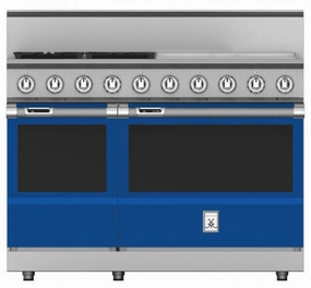 Hestan KRD484GDLPBU 48" 4-Burner Dual Fuel Range With 24" Griddle - Liquid Propane - Blue / Prince