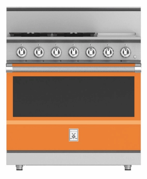 Hestan KRG364GDLPOR 36" 4-Burner All Gas Range With 12" Griddle - Liquid Propane - Orange / Citra