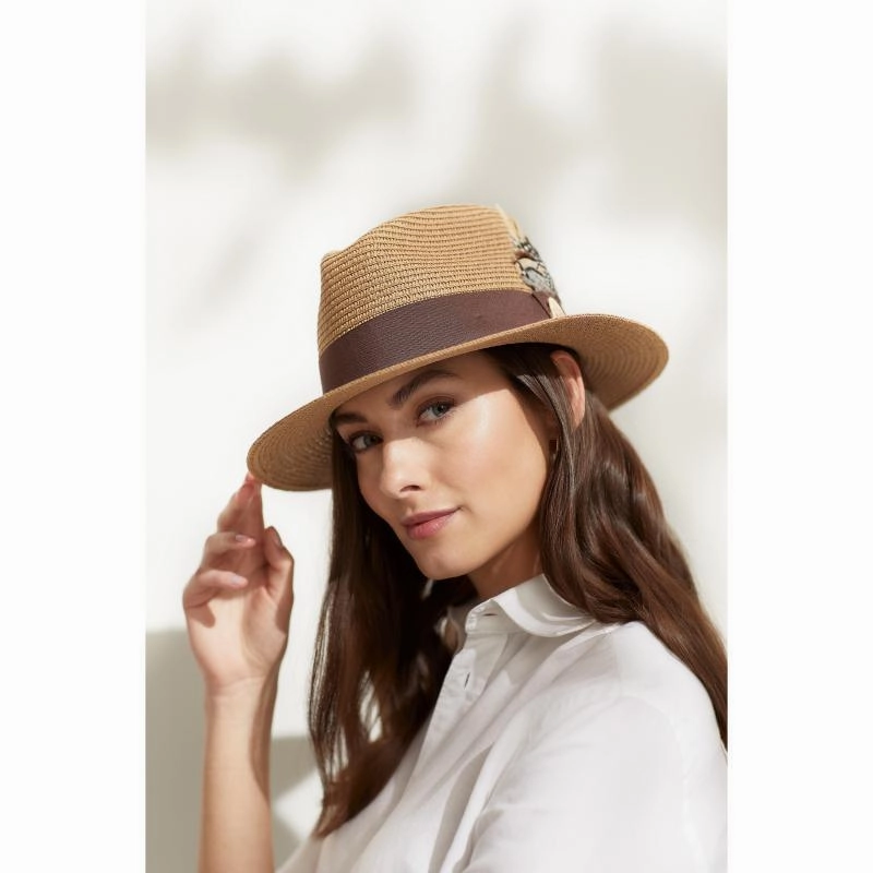 Hicks & Brown Aldeburgh Summer Fedora - Natural & Brown Save Today Event Flash Pick Today