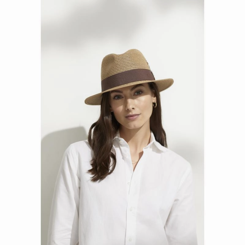 Hicks & Brown Aldeburgh Summer Fedora - Natural & Brown Sweet Deal Inside Big Savings Alert