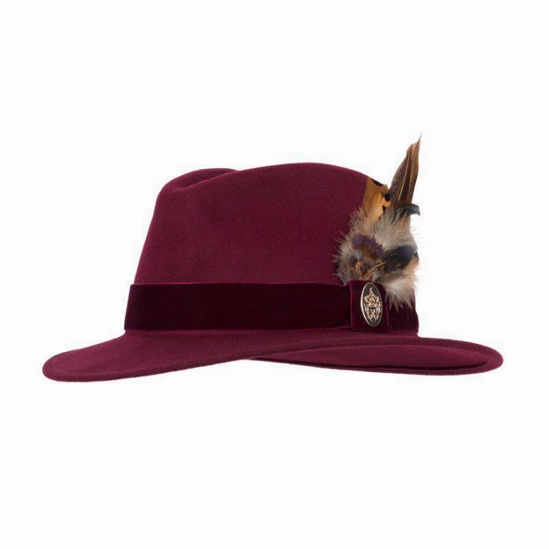 Hicks & Brown Chelsworth Coque & Pheasant Fedora - Maroon Biggest Savings Now Shop Smart Save