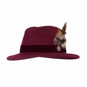 Hicks & Brown Chelsworth Coque & Pheasant Fedora - Maroon Biggest Savings Now Shop Smart Save