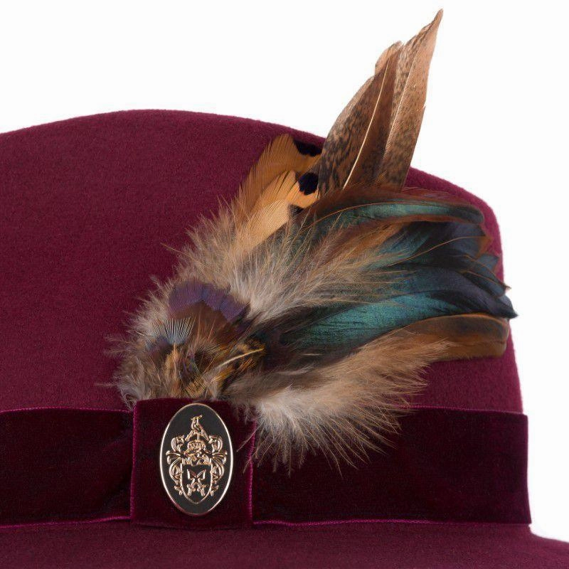 Hicks & Brown Chelsworth Coque & Pheasant Fedora - Maroon Hot Discount Deal