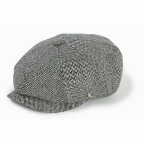 Hicks & Brown Felsham Bakerboy Tweed Cap - Charcoal Best Deal Online Perfect Gift Offer