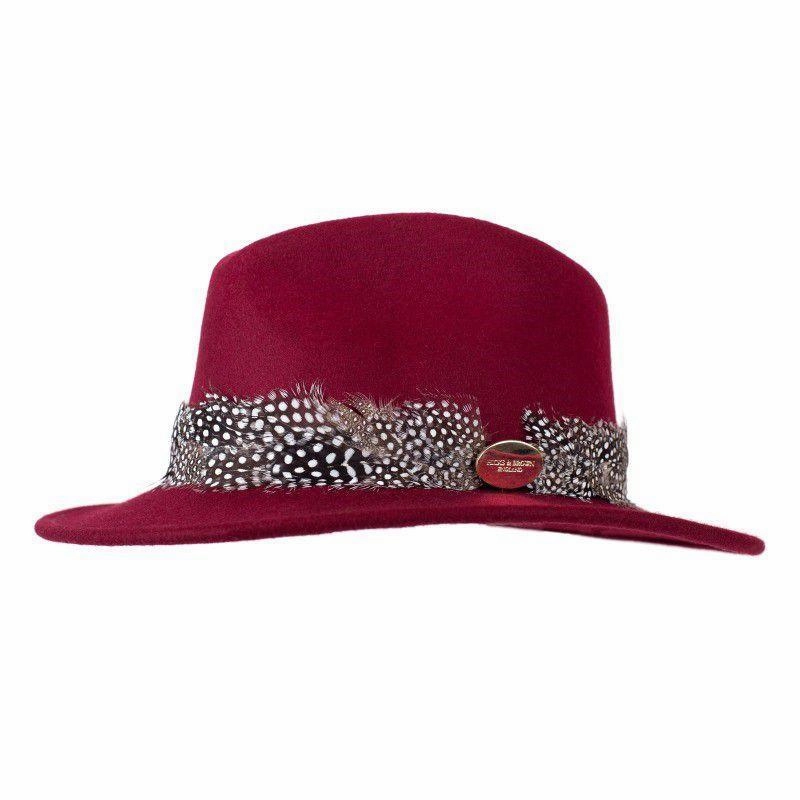 Surprise Discount Today Hicks & Brown Guinea Wrap Fedora Hat - Maroon